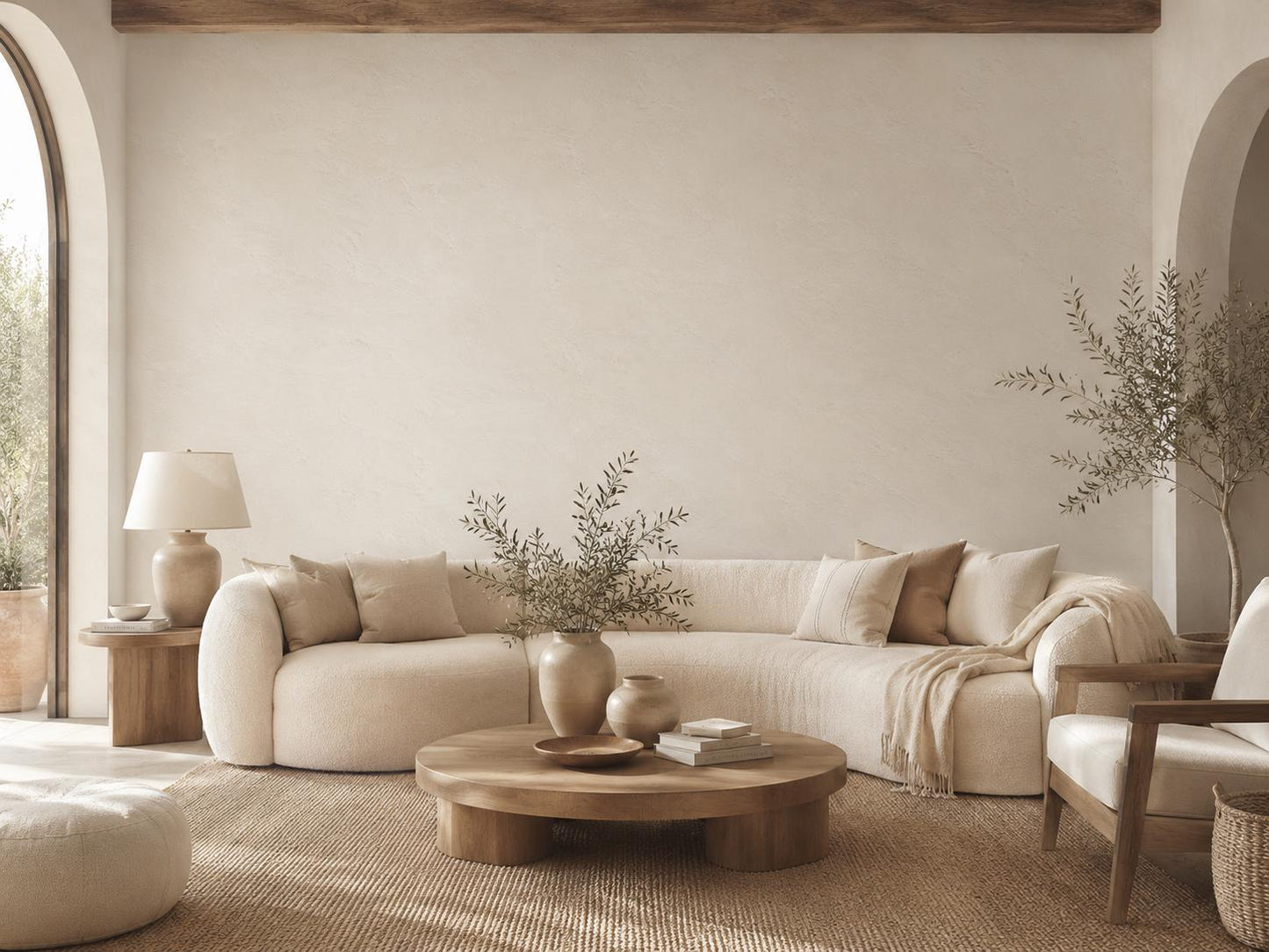 Soft Stucco Wallpaper: Warm White Textured Wall Mural