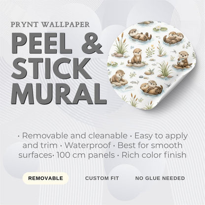 Otter River Peel and Stick Wallpaper Mural: Nursery Wall Decor