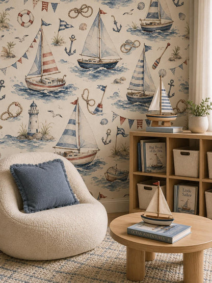 Sailing Adventure Wallpaper: Nautical Kids Wall Mural
