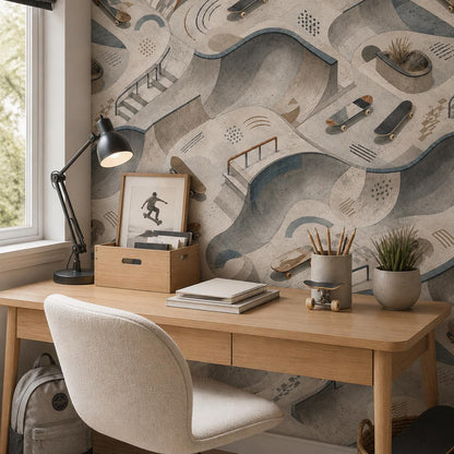 Kids Skateboard Wallpaper: Skate Park Wall Mural for Boys Room