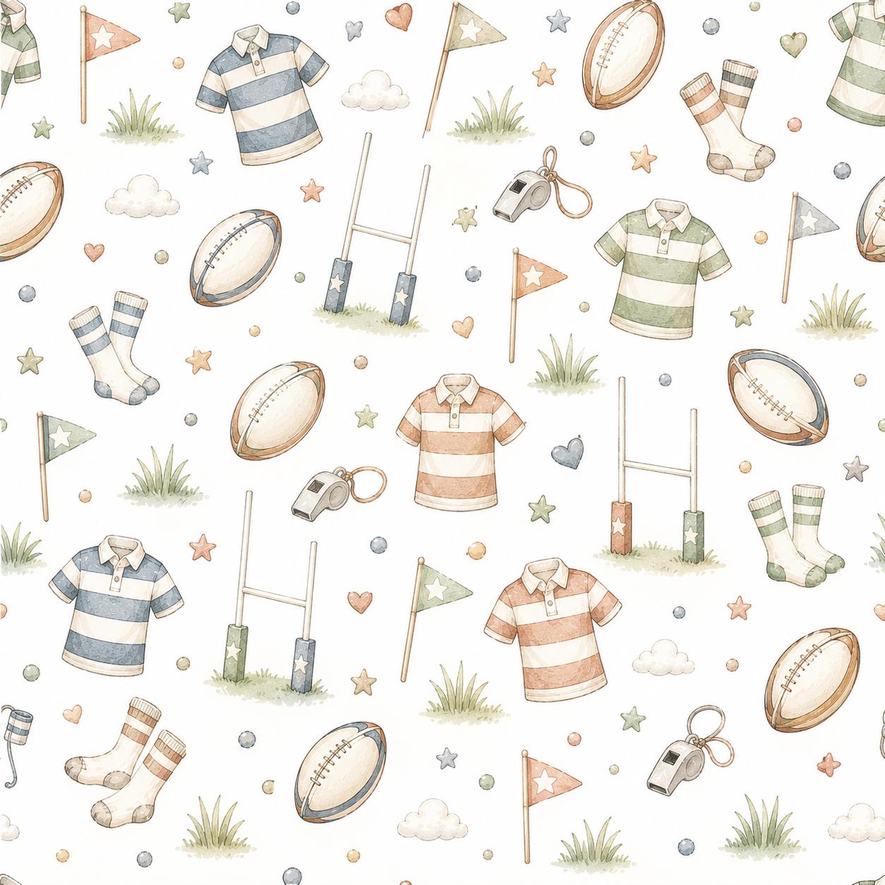 Rugby Ball Wallpaper: Field Sports Nursery Wall Mural