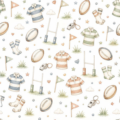 Rugby Ball Wallpaper: Field Sports Nursery Wall Mural