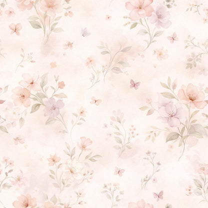 Blush Floral Wallpaper: Soft Fairy Nursery Wall Mural