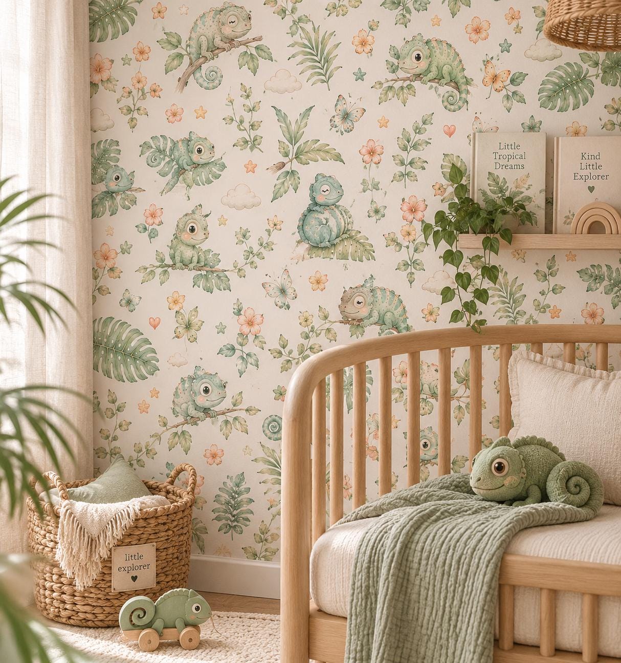 Chameleon Tropical Wallpaper: Jungle Nursery Wall Mural