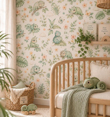 Chameleon Tropical Wallpaper: Jungle Nursery Wall Mural