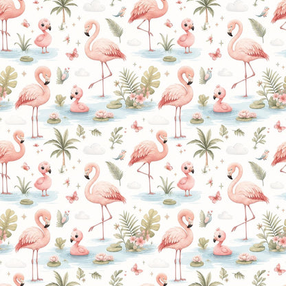 Flamingo Wallpaper: Pink Bird Nursery Mural