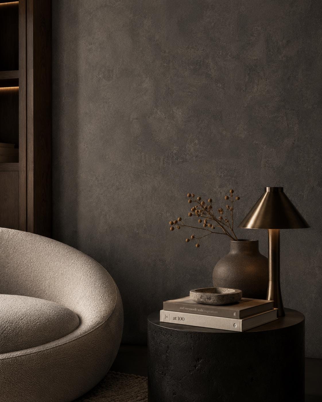 Smoky Charcoal Concrete Wallpaper: Dark Modern Wall Mural