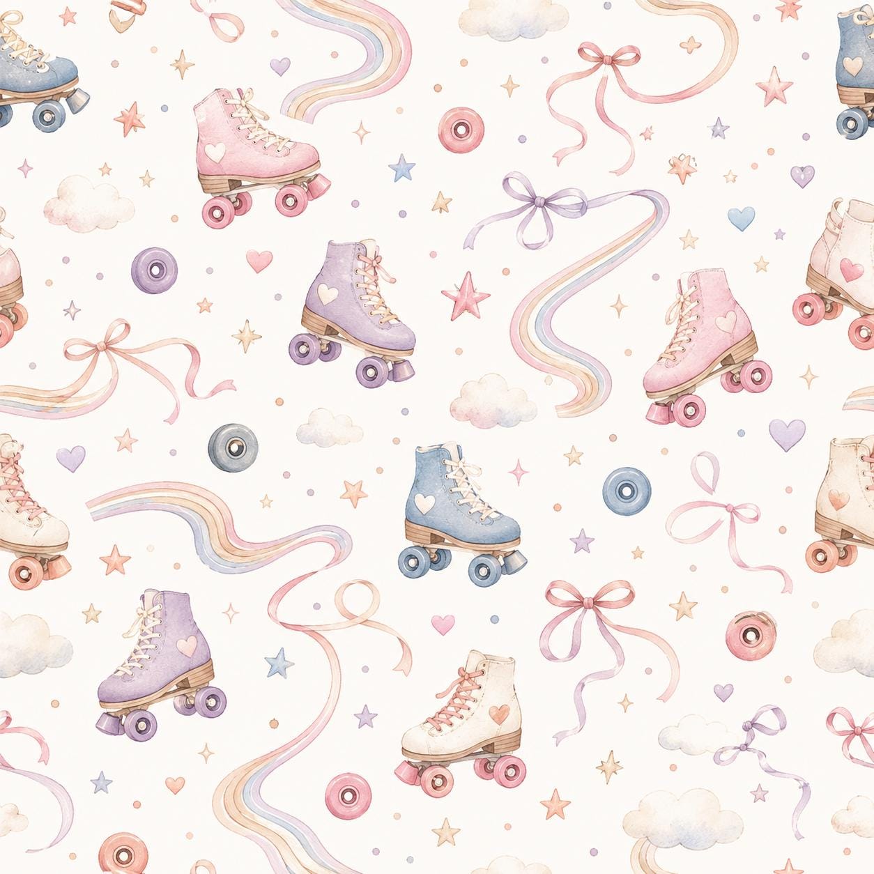 Roller Skate Wallpaper: Retro Sports Nursery Wall Mural