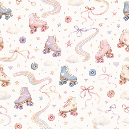 Roller Skate Wallpaper: Retro Sports Nursery Wall Mural