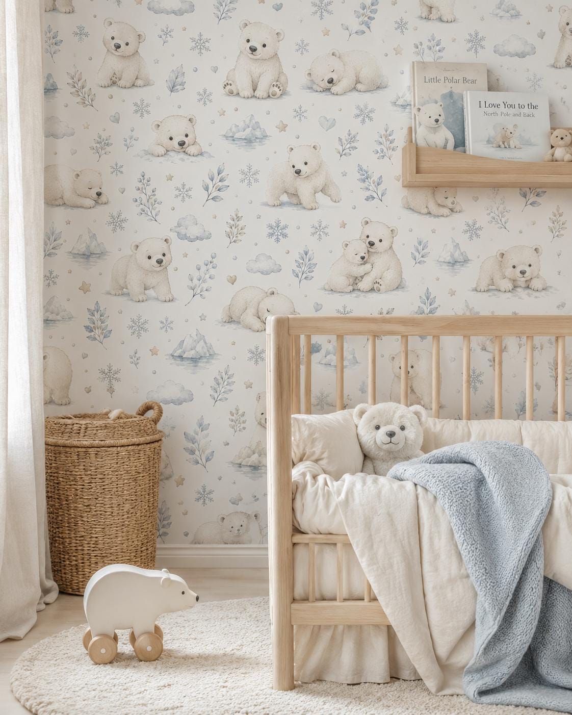 Polar Bear Wallpaper: Arctic Animal Nursery Wall Mural