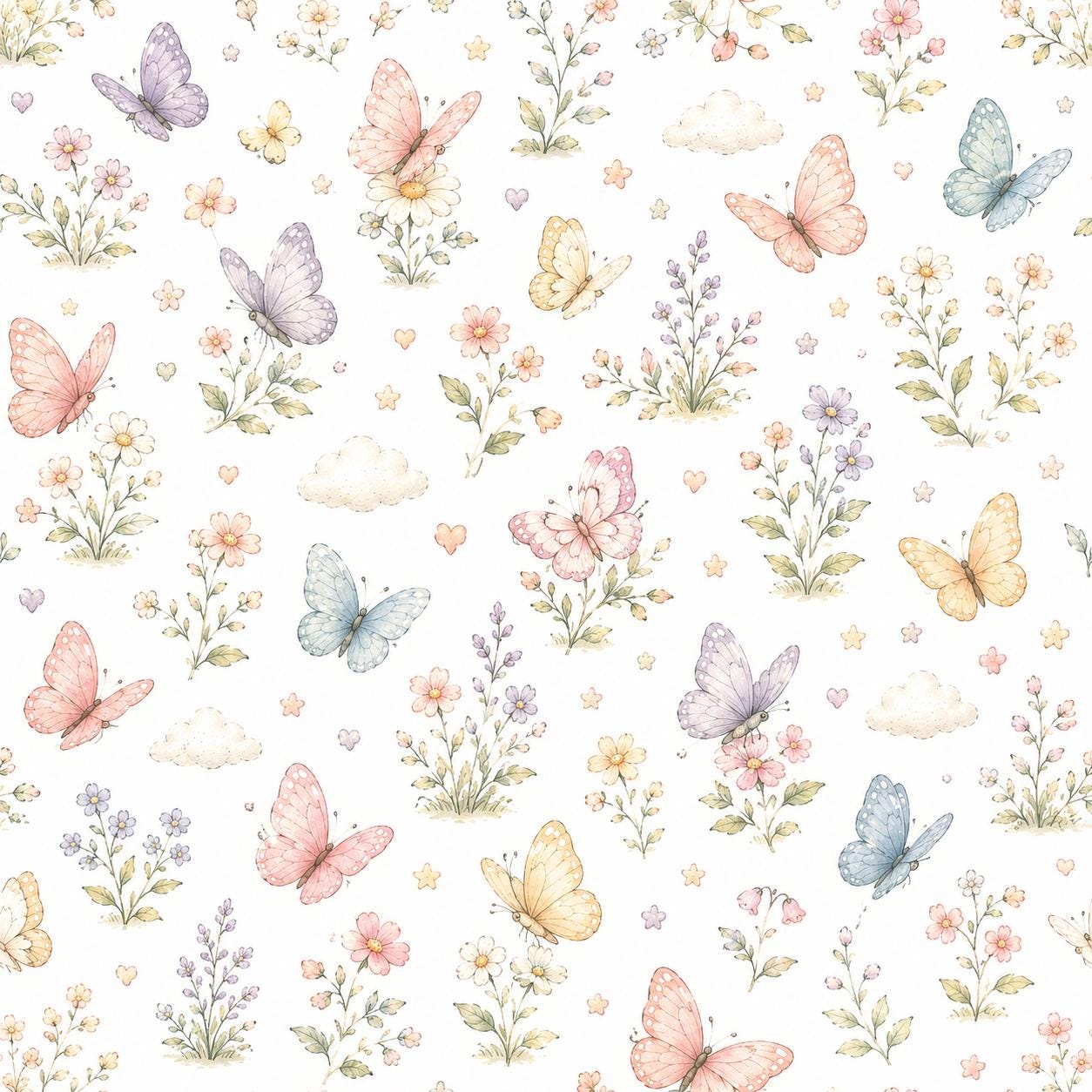 Butterfly Meadow Wallpaper: Floral Nursery Wall Mural