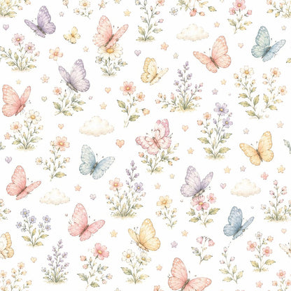 Butterfly Meadow Wallpaper: Floral Nursery Wall Mural