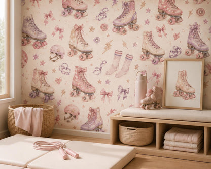 Roller Skate Wallpaper: Girls Sports Wall Mural