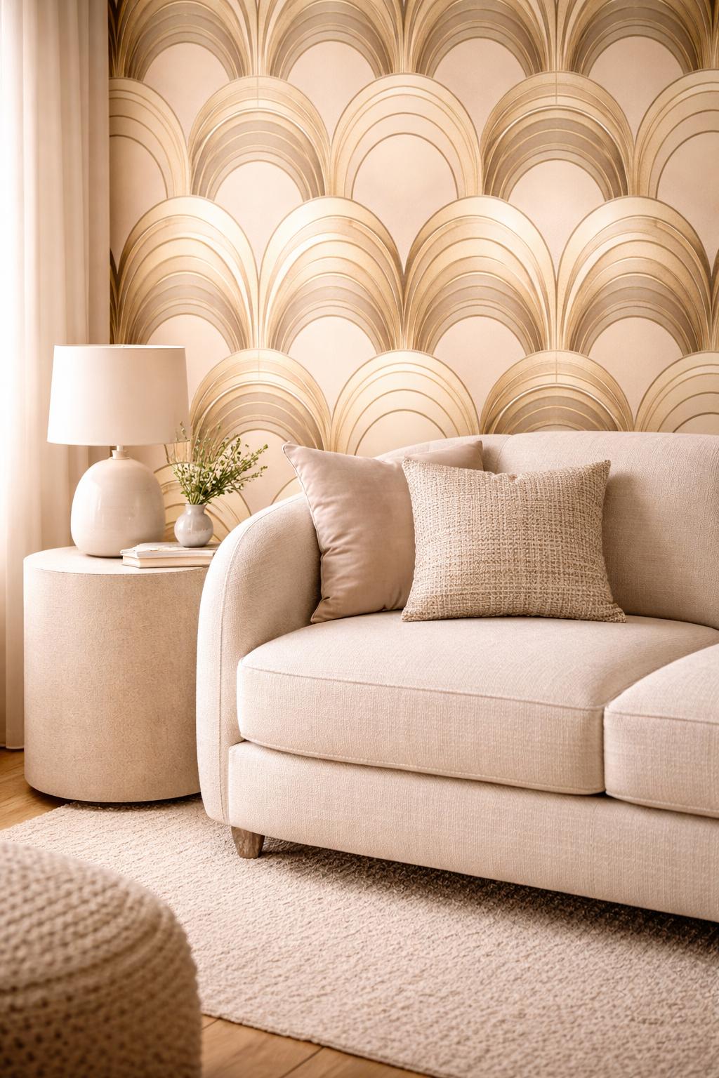 Gold Art Deco Arch Wallpaper: Elegant Luxury Wall Mural
