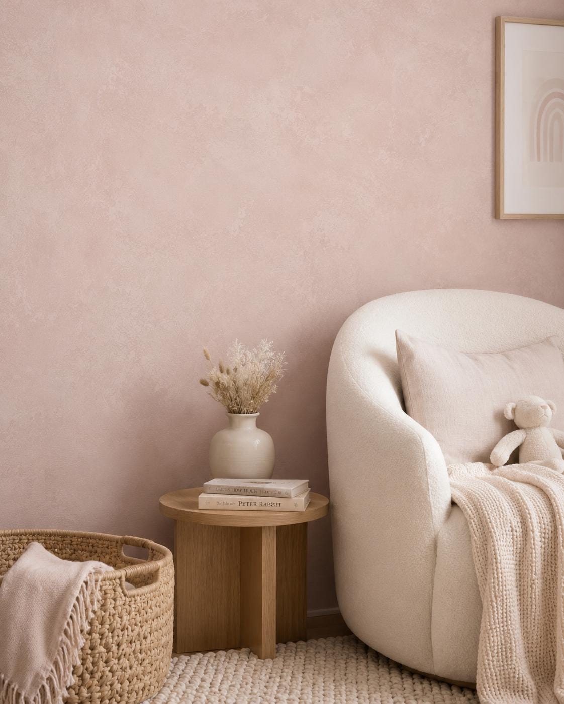 Blush Plaster Wallpaper: Soft Pink Textured Wall Mural