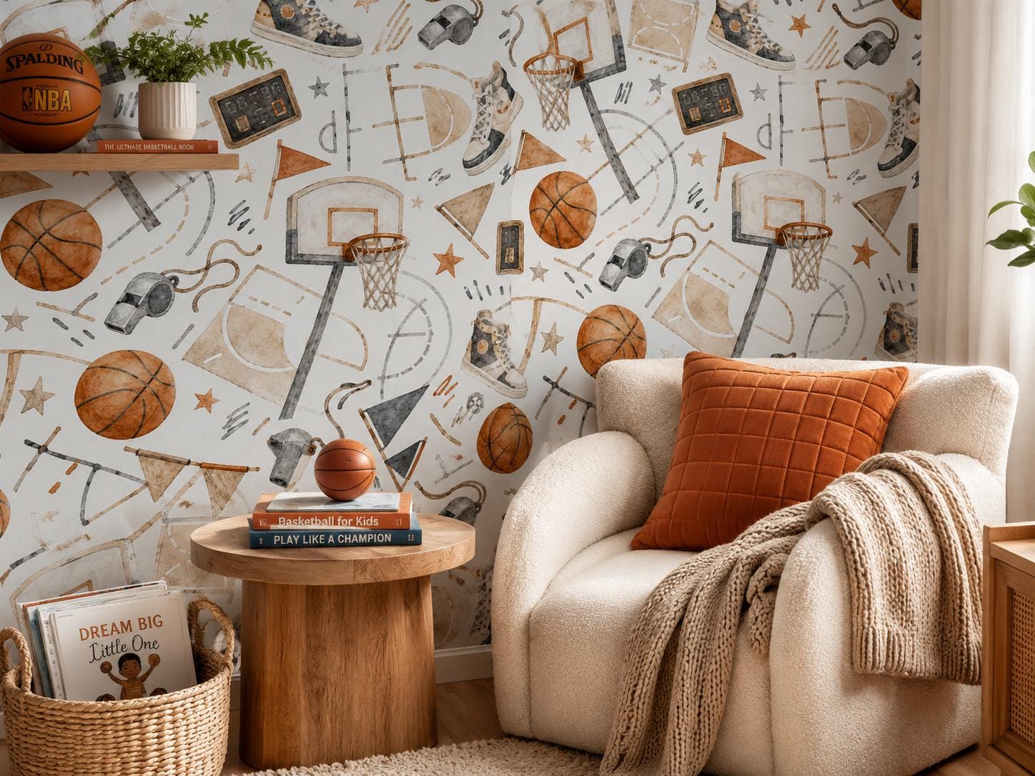 Basketball All Stars Wallpaper: Kids Sports Wall Mural