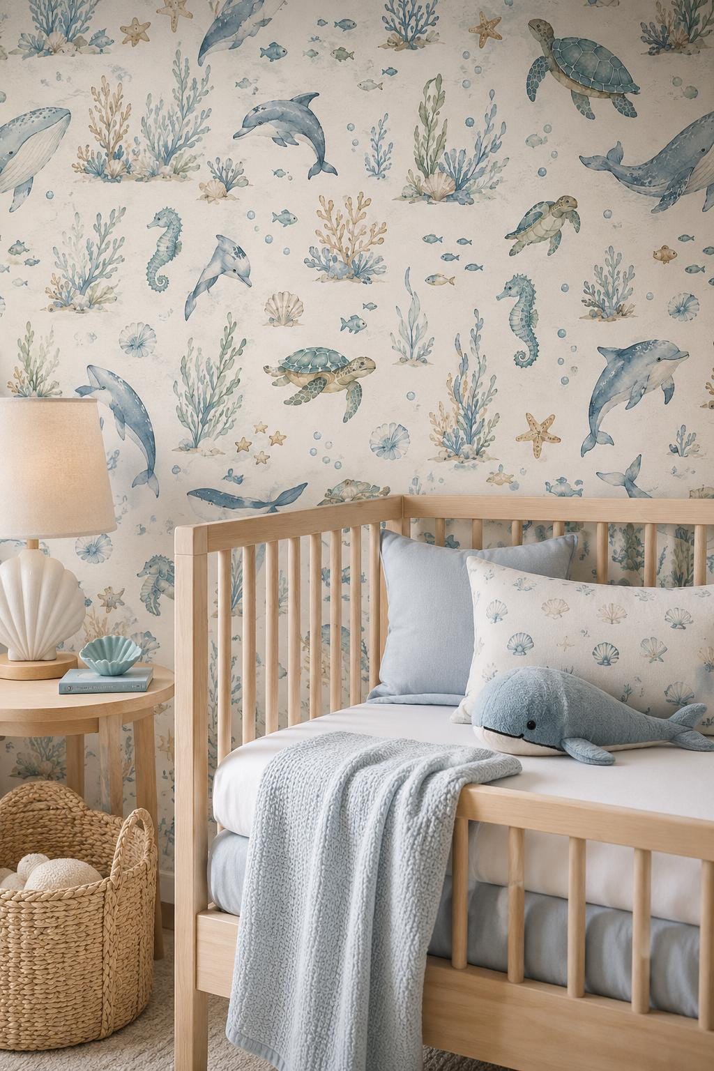 Ocean Animal Wallpaper: Soft Sea Nursery Wall Mural