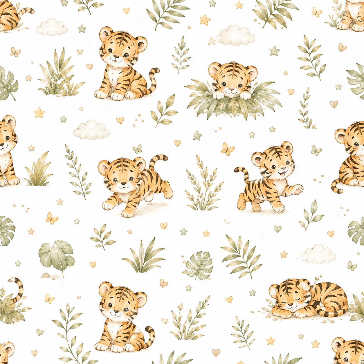Tiger Cub Wallpaper: Safari Animal Nursery Peel and Stick Mural