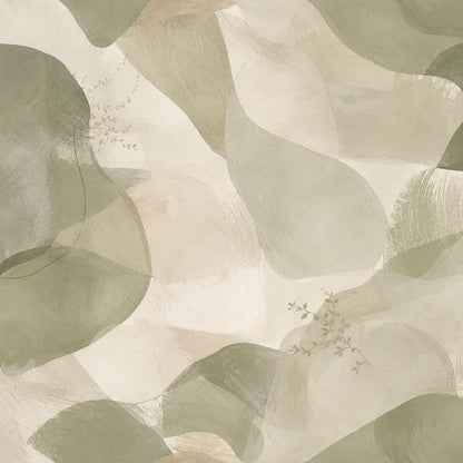 Sage Abstract Wallpaper: Soft Green Organic Wall Mural