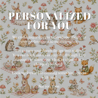 Garden Tea Party Animal Wallpaper: White Nursery Wall Mural