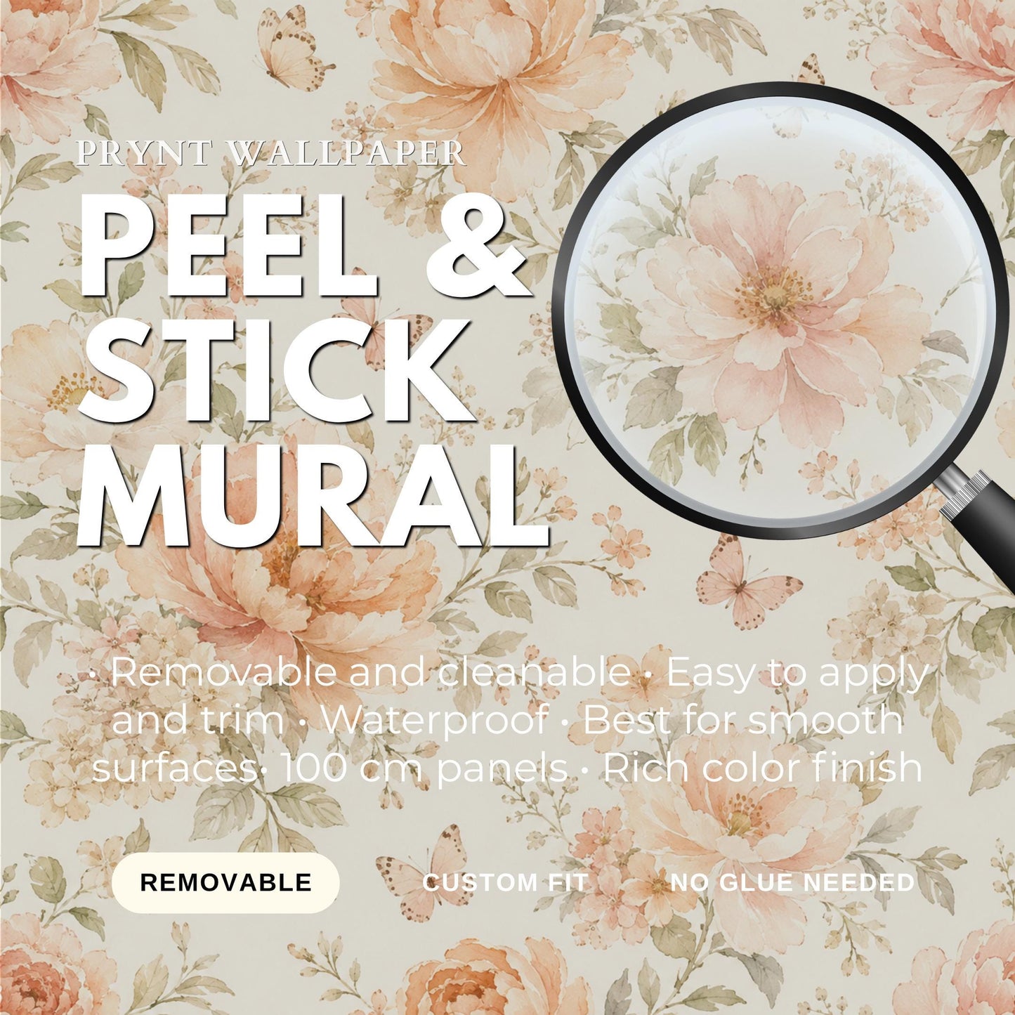 Peach Cream Floral Wallpaper: Soft Nursery Wall Mural