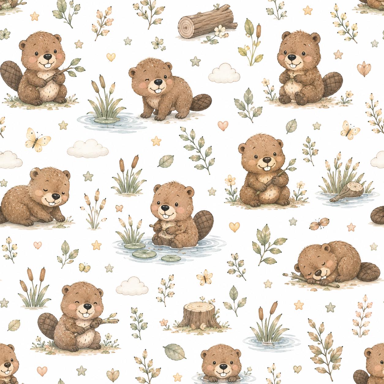 Beaver River Wallpaper: Woodland Animal Nursery Mural