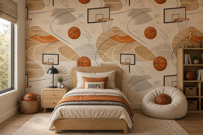 Kids Basketball Wallpaper: Court Wall Mural for Boys Room