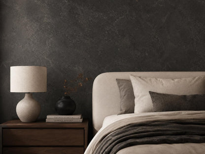 Soft Black Stone Wallpaper: Dark Textured Wall Mural