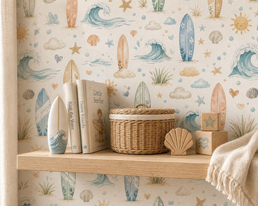 Surfboard Wallpaper: Coastal Sports Nursery Wall Mural