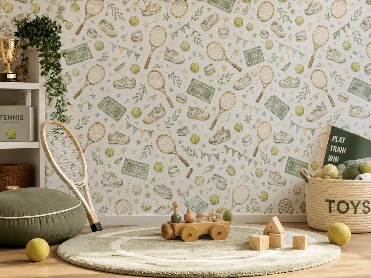 Vintage Tennis Wallpaper: Kids Sports Wall Mural
