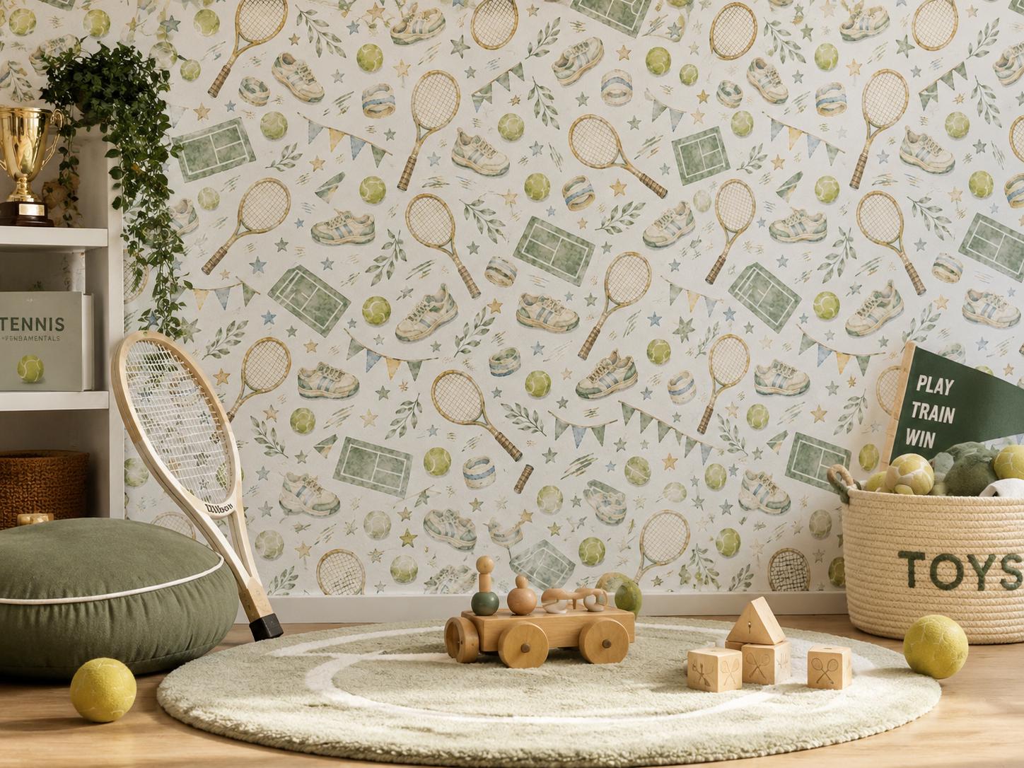 Vintage Tennis Wallpaper: Kids Sports Wall Mural