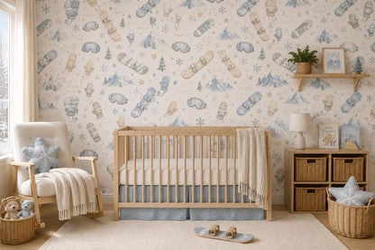 Snowboard Wallpaper: Winter Sports Nursery Wall Mural