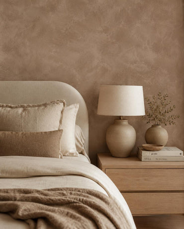 Cocoa Plaster Wallpaper: Warm Brown Textured Wall Mural