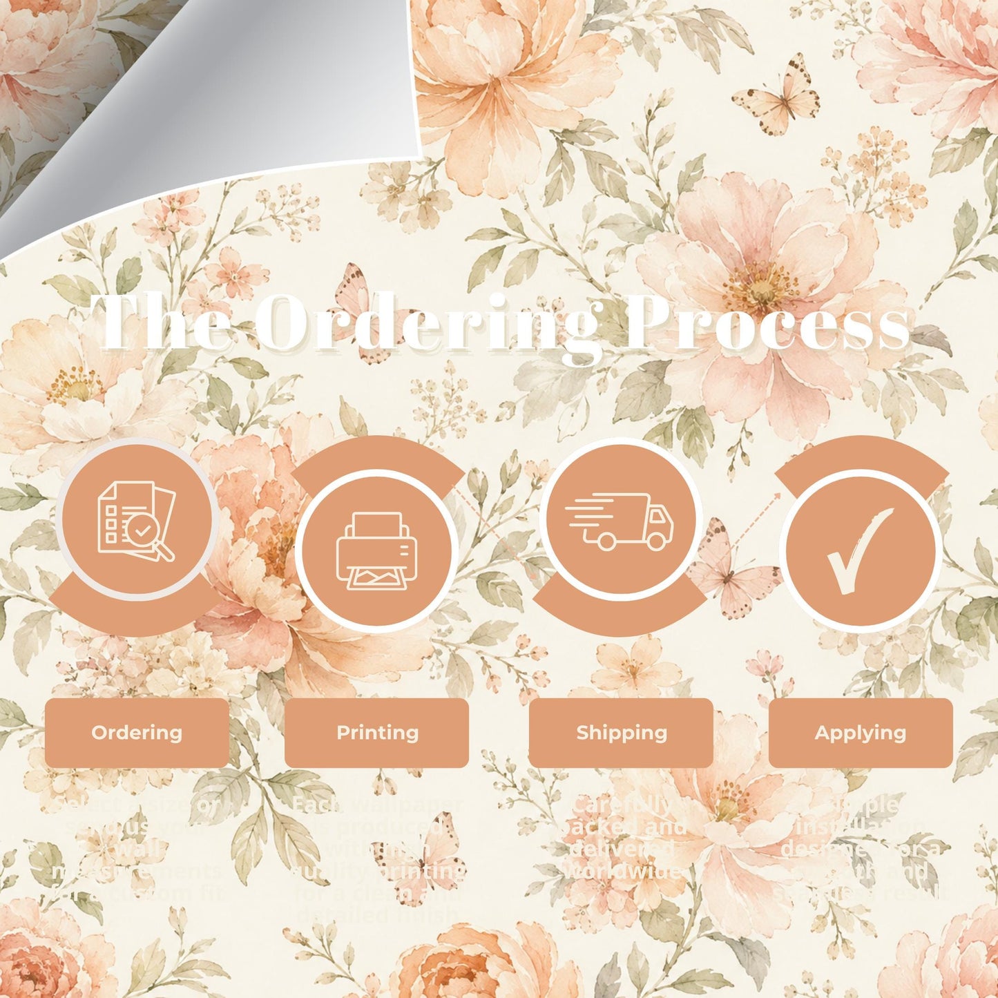 Peach Cream Floral Wallpaper: Soft Nursery Wall Mural