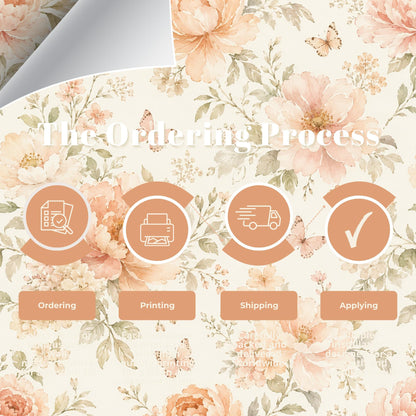 Peach Cream Floral Wallpaper: Soft Nursery Wall Mural