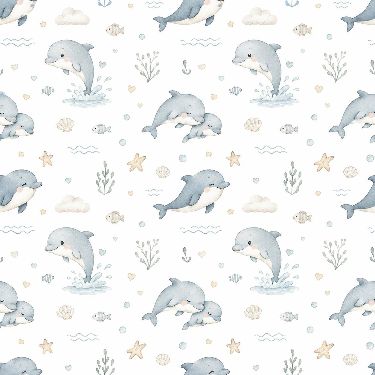 Dolphin Wallpaper: Coastal Nursery Wall Mural