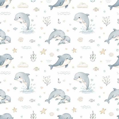 Dolphin Wallpaper: Coastal Nursery Wall Mural