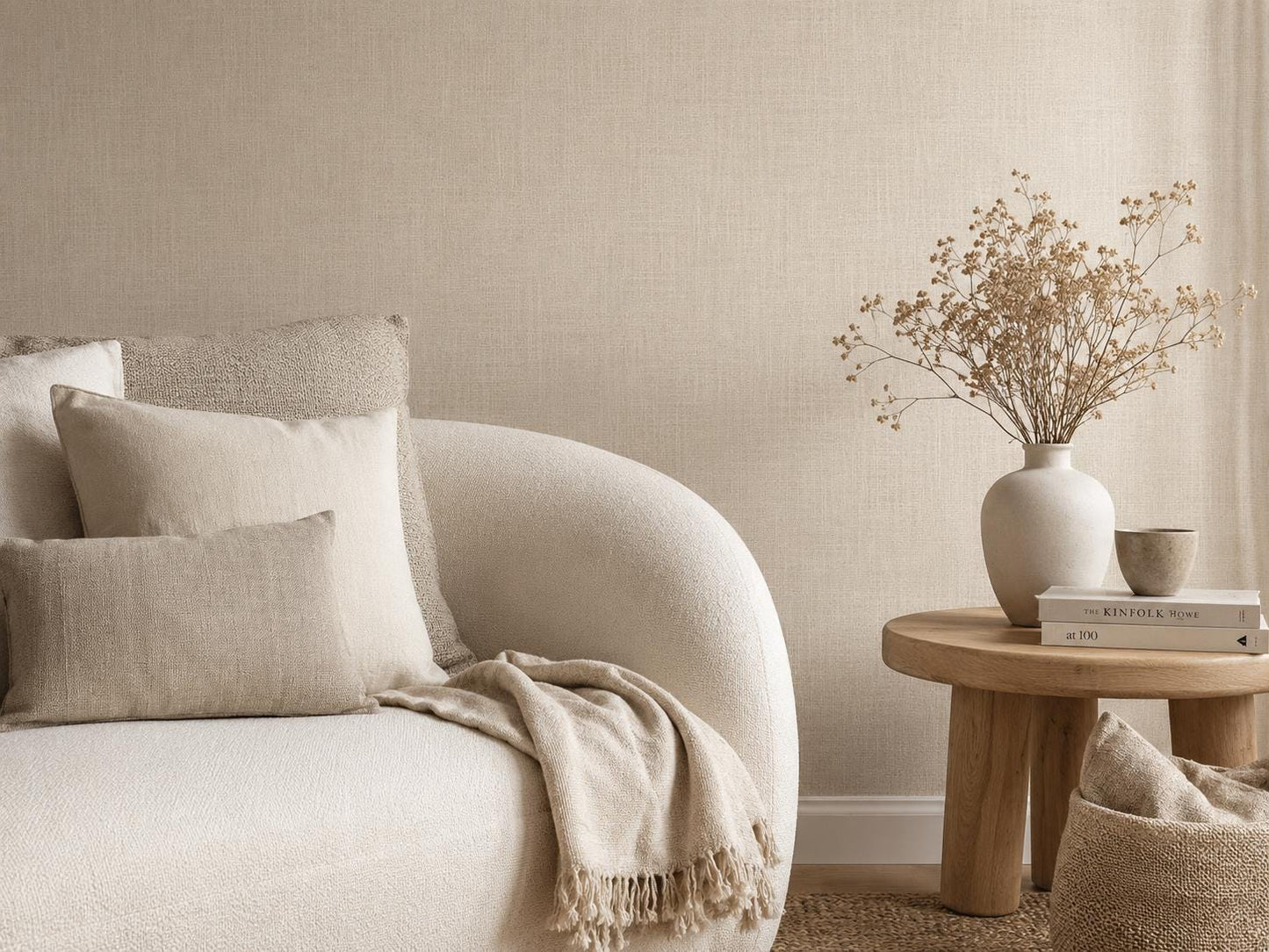 Linen Texture Wallpaper: Neutral Fabric Wall Mural
