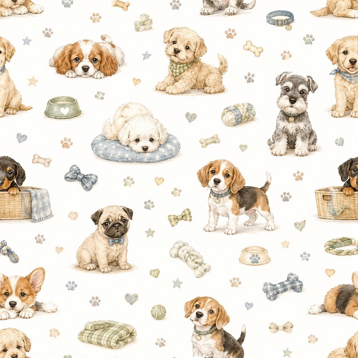 Puppy Wallpaper Mural: Playroom Peel and Stick Wall Decor