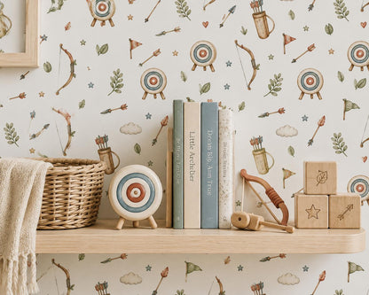 Archery Target Wallpaper: Woodland Sports Nursery Mural