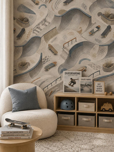 Kids Skateboard Wallpaper: Skate Park Wall Mural for Boys Room