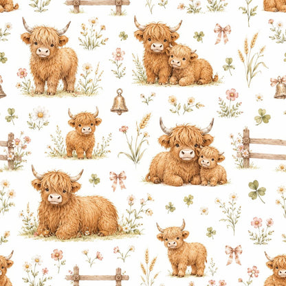 Highland Cow Wallpaper: Farmhouse Nursery Mural