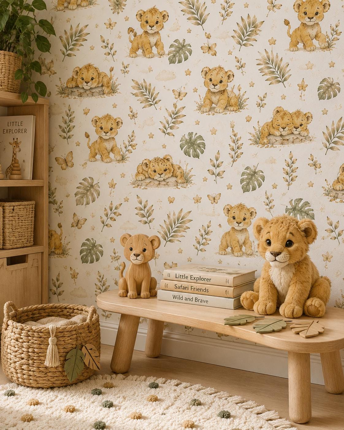 Lion Cub Wallpaper: Safari Nursery Animal Wall Mural