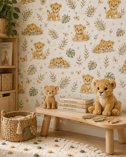 Lion Cub Wallpaper: Safari Nursery Animal Wall Mural