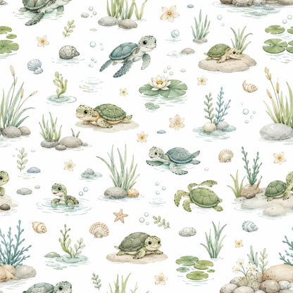 Turtle Wallpaper: Coastal Nursery Wall Mural