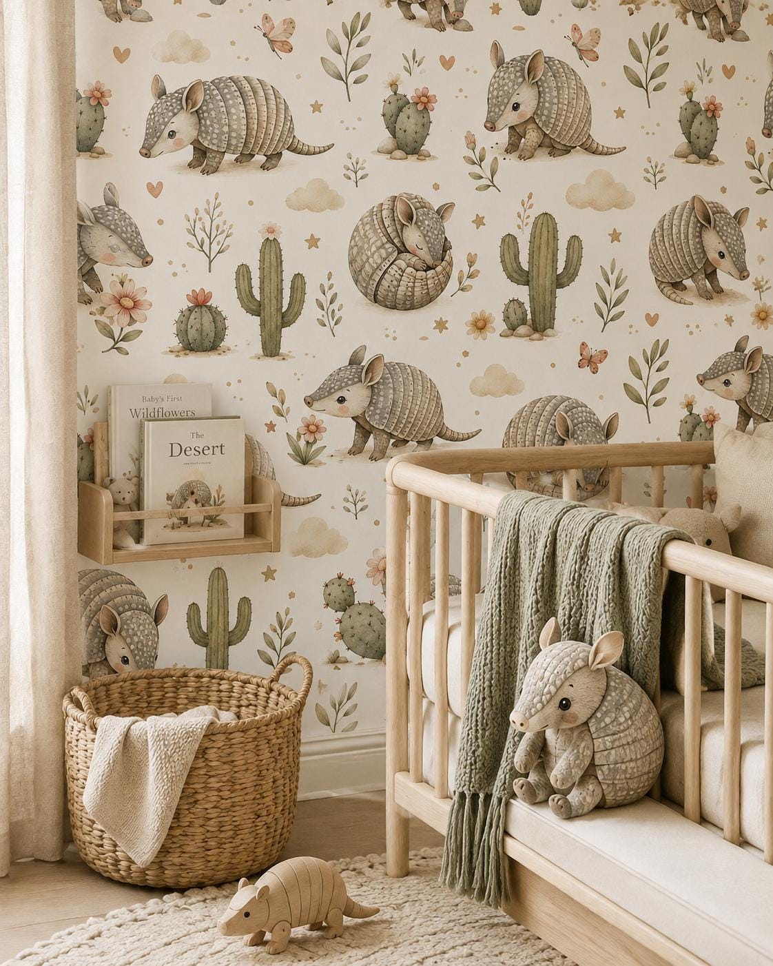 Armadillo Desert Wallpaper: Southwest Animal Nursery Mural