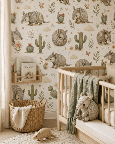 Armadillo Desert Wallpaper: Southwest Animal Nursery Mural