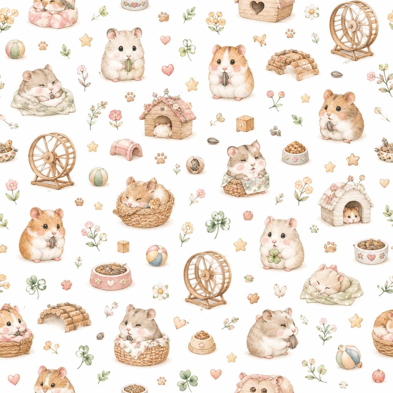 Hamster Peel and Stick Wallpaper Mural: Pet Playroom Decor