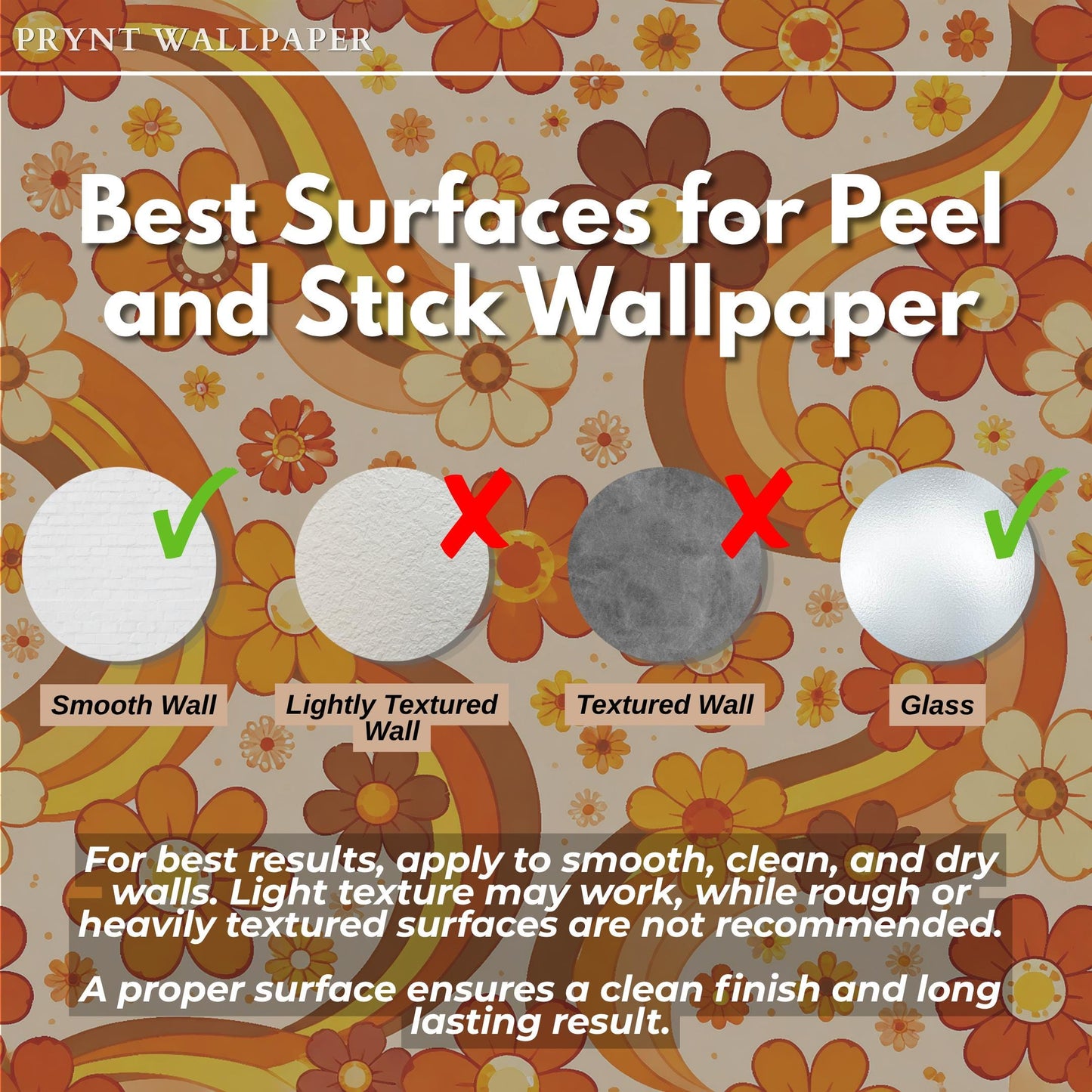 Retro Orange Floral Wallpaper: 70s Groovy Peel and Stick Mural