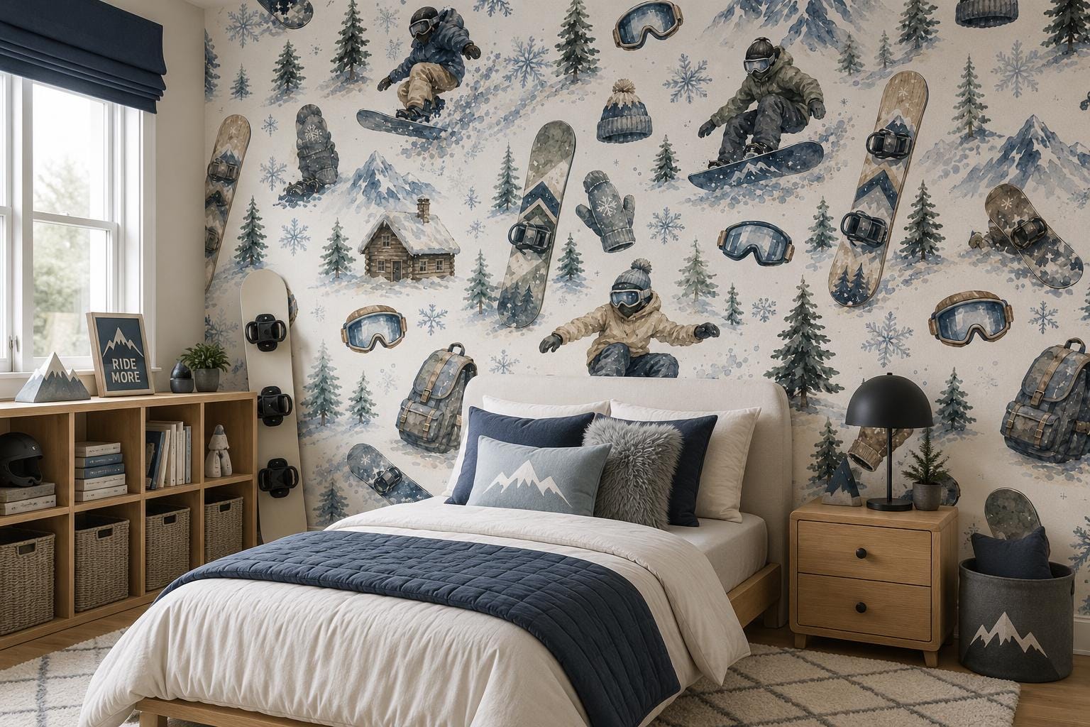 Snowboard Fun Wallpaper: Kids Winter Sports Wall Mural